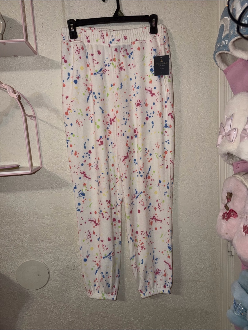 Women’s White Paint-Splash Pajama Pants